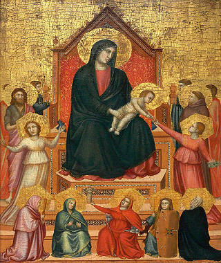 Madonna entronizada com santos e virtudes, de Giotto di Bondone (1267-1337)