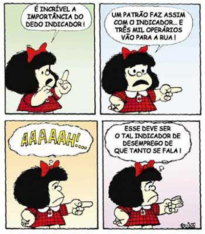 Mafalda, apesar de ser uma criança, já apresenta certo entendimento sobre as principais questões que afligem a sociedade